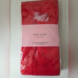 Kate Spade Cranberry Red Cotton Blend Napkin Set of 4 NEW